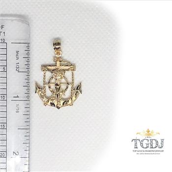 14K  Yellow Gold Mariner Crucufix Pendant