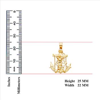 14K  Yellow Gold Mariner Crucufix Pendant