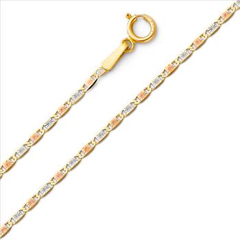 14K Tri Color Gold Mi Bautizo Oval Pendant With 1.5mm Valentono Chain - 16 inch