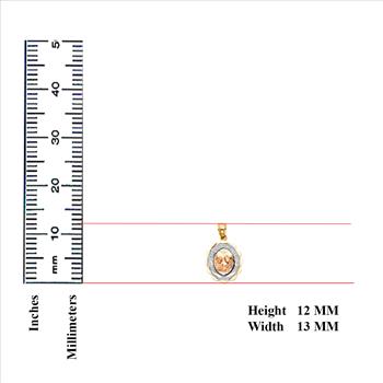 14K Tri Color Gold Mi Bautizo Oval Pendant With 1.5mm Valentono Chain - 16 inch