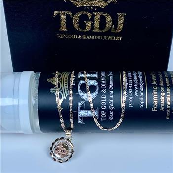 14K Tri Color Gold Mi Bautizo Oval Pendant With 1.5mm Valentono Chain - 16 inch