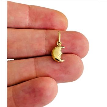14K Yellow Gold Hollow Moon Pendant