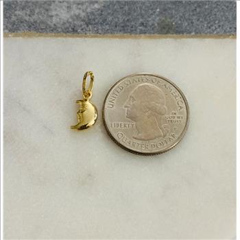 14K Yellow Gold Hollow Moon Pendant