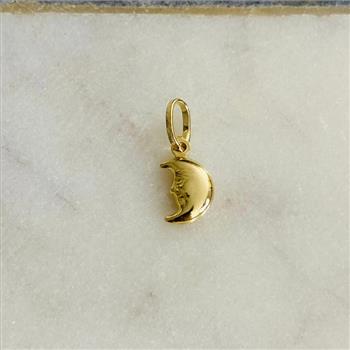 14K Yellow Gold Hollow Moon Pendant