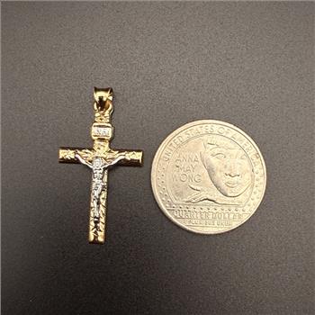 14K Two Tone Gold Mashed Crucufix Pendant