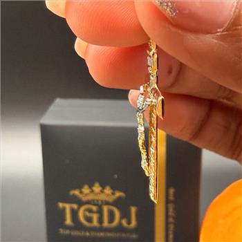 14K Two Tone Gold Mashed Crucufix Pendant
