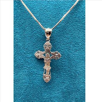 14K Two Tone Gold Crucufix Cross Pendant