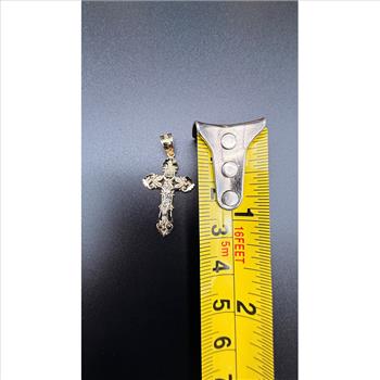 14K Two Tone Gold Crucufix Cross Pendant