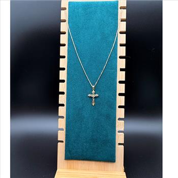 14K Two Tone Gold Cut Out Design Crucufix Pendant