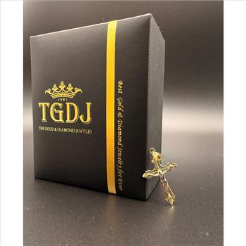 14K Two Tone Gold Cut Out Design Crucufix Pendant