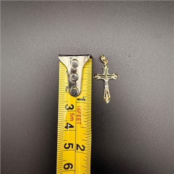 14K Two Tone Gold Cut Out Design Crucufix Pendant