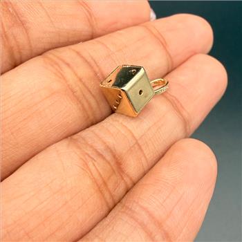 14K Yellow Gold Hollow Dice Pendant
