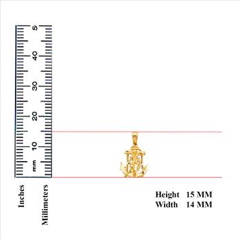 14K Yellow Gold Mariner Religious Crucifix Pendant - 15 mm X 14 mm