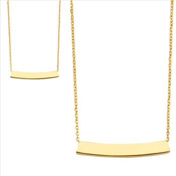 14K Yellow Gold Moving ID Bar Light Chain Necklace - 17+1