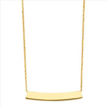 14K Yellow Gold Moving ID Bar Light Chain Necklace - 17+1
