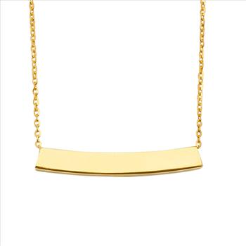 14K Yellow Gold Moving ID Bar Light Chain Necklace - 17+1