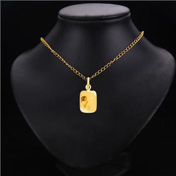 14K Yellow Gold Communion Enamel Picture Religious Pendant - 20 mm x 12 mm
