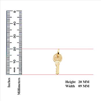 14K Yellow Gold Key Pendant - 20 mm X 09 mm
