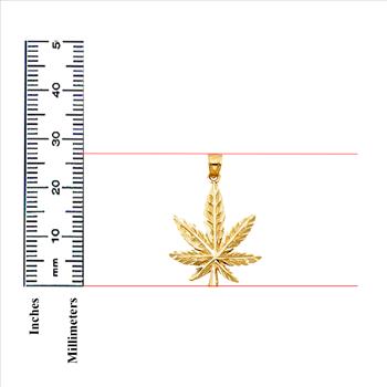 14K Yellow Gold Marijuana Leaf Pendant