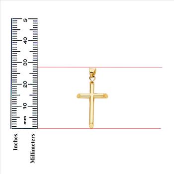 14K Yellow Gold Classic Cross Pendant with 1.2mm Singapore Chain - 18