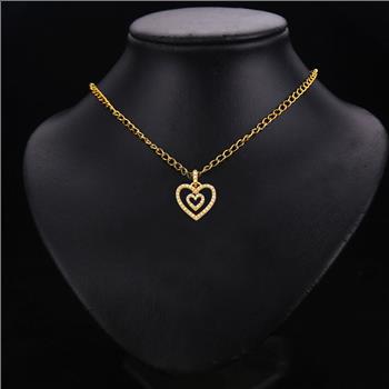 14K Yellow Gold Cubic zirconia Heart Pendant - 14 mm X 15 mm