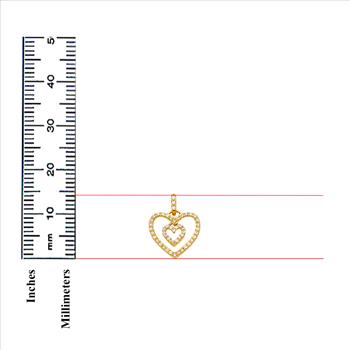 14K Yellow Gold Cubic zirconia Heart Pendant - 14 mm X 15 mm