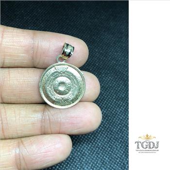 Gold Aztec Charm Mayan Calendar Pendant, 0.8