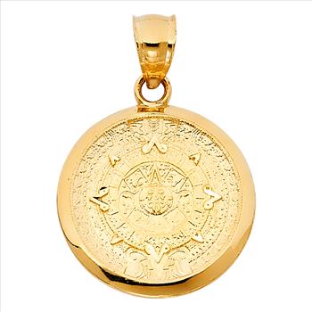 Gold Aztec Charm Mayan Calendar Pendant, 0.8