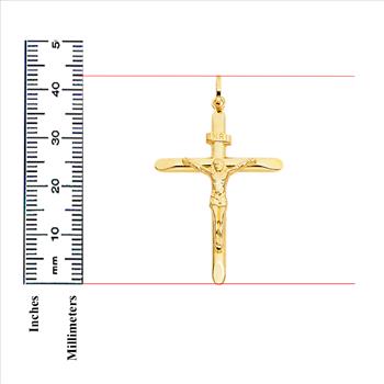 14K Yellow Gold Religious Crucifix Pendant- 43 mm X 31 mm