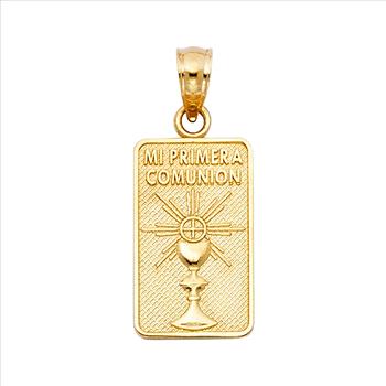 14K Yellow Gold Communion Religious Pendant - 16 mm X 10 mm