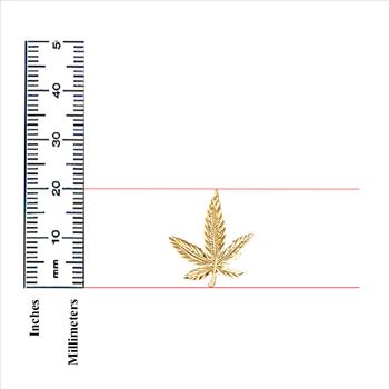 14K Yellow Gold Marijuana Leaf Pendant - 20 mm X 19 mm
