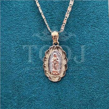14K Tri Color Gold Our Lady of Guadalupe Pendant