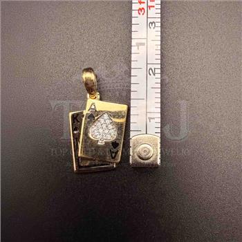 14K Yellow Gold cubic zirconia Spade A & K Card Pendant