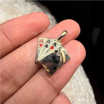 14K Two Tone Gold A Poker Pendant