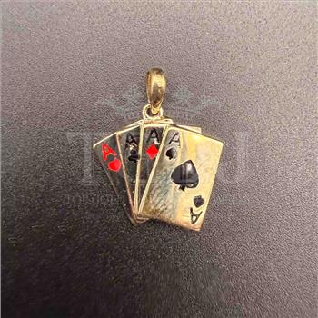 14K Two Tone Gold A Poker Pendant