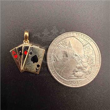 14K Two Tone Gold A Poker Pendant