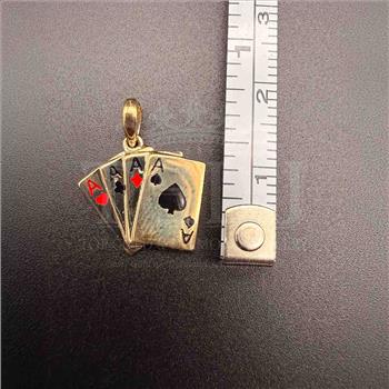 14K Two Tone Gold A Poker Pendant