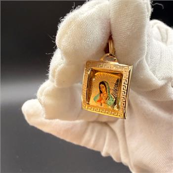 14K Yellow Gold Virgin De Guadalupe Picture Pendant
