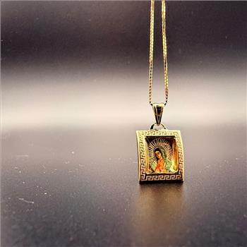 14K Yellow Gold Virgin De Guadalupe Picture Pendant
