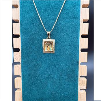 14K Yellow Gold Virgin De Guadalupe Picture Pendant