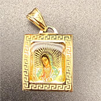 14K Yellow Gold Virgin De Guadalupe Picture Pendant
