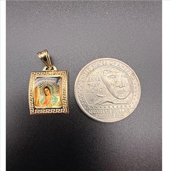14K Yellow Gold Virgin De Guadalupe Picture Pendant