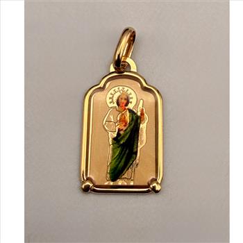 14K Yellow Gold St. Jude Thaddeus Picture Pendant