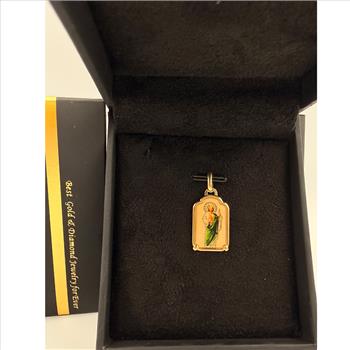 14K Yellow Gold St. Jude Thaddeus Picture Pendant
