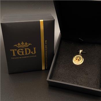 14K Yellow Gold SAC Red Heart of Jesus Picture Pendant