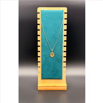 14K Yellow Gold SAC Red Heart of Jesus Picture Pendant