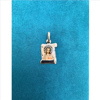 14K  Yellow Gold SAC Red Heart of Jesus Picture Pendant
