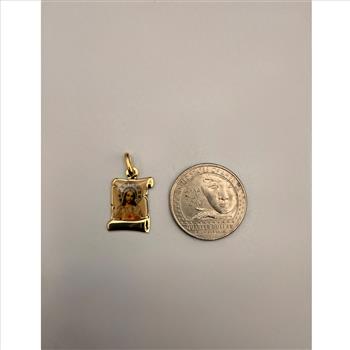 14K  Yellow Gold SAC Red Heart of Jesus Picture Pendant