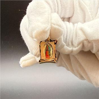 14K Yellow Gold Virgin De Guadalupe Picture Pendant