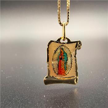 14K Yellow Gold Virgin De Guadalupe Picture Pendant